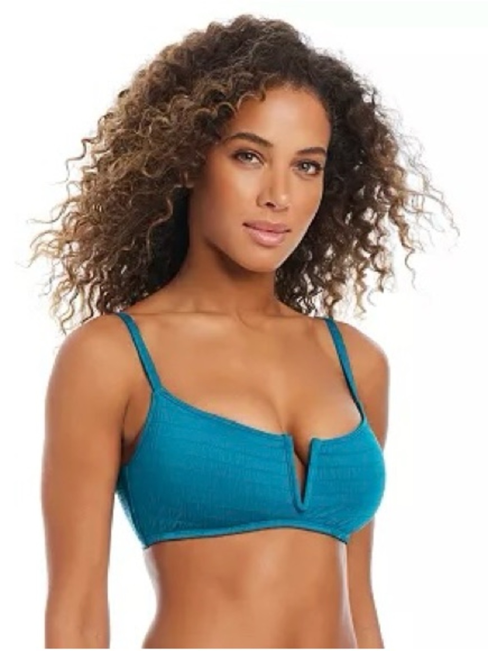 Bar III Teal V-Notch Bikini Top